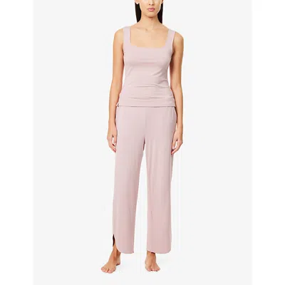 Barefoot Dreams Womens Teaberry Ultra Soft Square-neck Jersey Tank Top In Pink