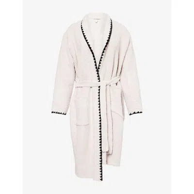 Barefoot Dreams Womens Cream With Stitching Cozychic® Blanket Stitch Robe