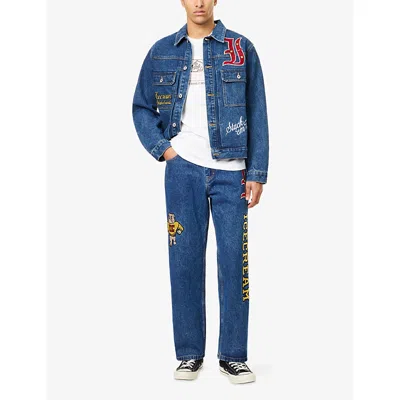 Icecream Mens Mid Wash Mascot Embroidered Denim Jacket In Blue