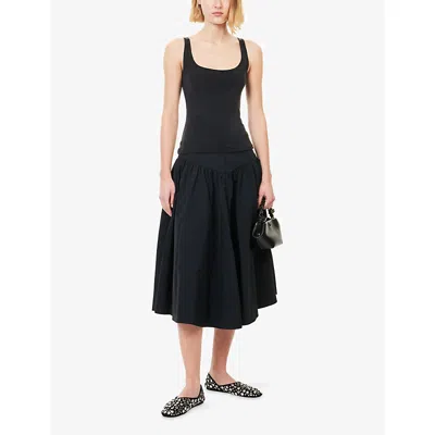 Peachy Den Womens Graphite Kylie Scoop-neck Stretch-jersey Top In Gray