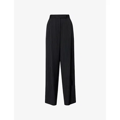 Camilla And Marc Womens Black Cream Stripe Varda Wide-leg Woven Trousers In Multi
