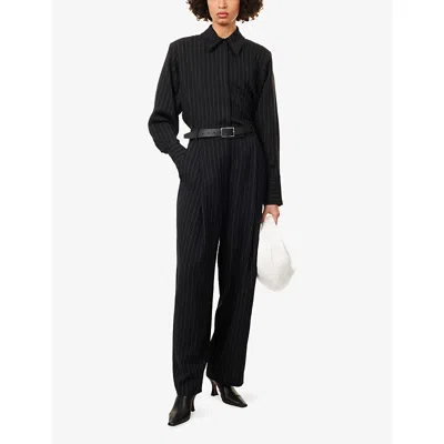 Camilla And Marc Womens Black Cream Stripe Varda Wide-leg Woven Trousers In Multi