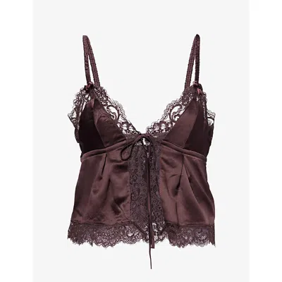 Lounge Womens Chocolate Satin Cami Pyjama Top In Brown