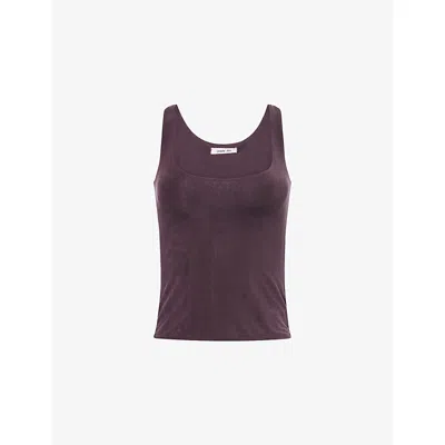 Peachy Den Womens Chocolate Kylie Scoop-neck Stretch-jersey Top In Brown