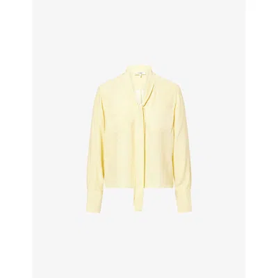 Frame Womens Butter Modern Tie Silk Blouse In Yellow
