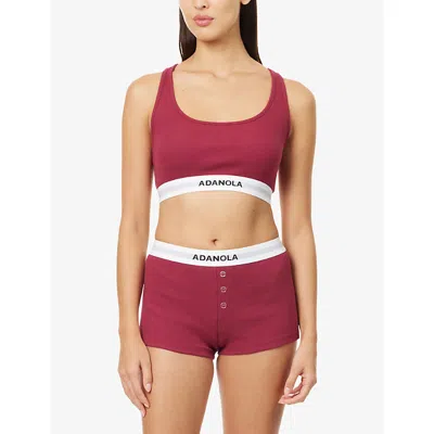 Adanola Womens Berry Red Intimate Racer-back Cotton-jersey Bra In Red