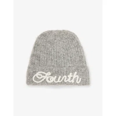 4th & Reckless Womens Grey Candice Branded Knitted Beanie Hat In Gray