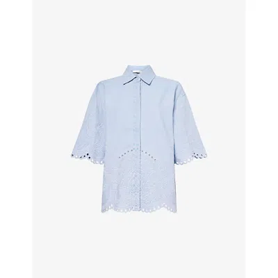 Zimmermann Womens Ice Storm Daylight Embroidered Denim Shirt Xs In Blue