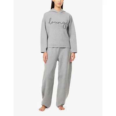 Lounge Womens Grey Marl Balloon-leg Knitted Jogging Bottoms In Gray