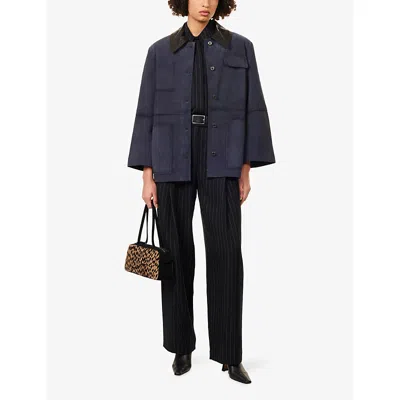 Camilla And Marc Womens Steel Blue Balto Relaxed-fit Suede Jacket In Blue