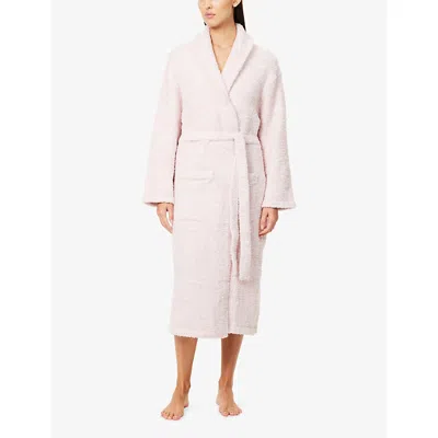 Barefoot Dreams Womens Dusty Rose White Cozychic® Fleece Robe