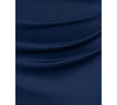 Xscape Plus Size Pleated-waist Studded-sleeve Gown In Blue