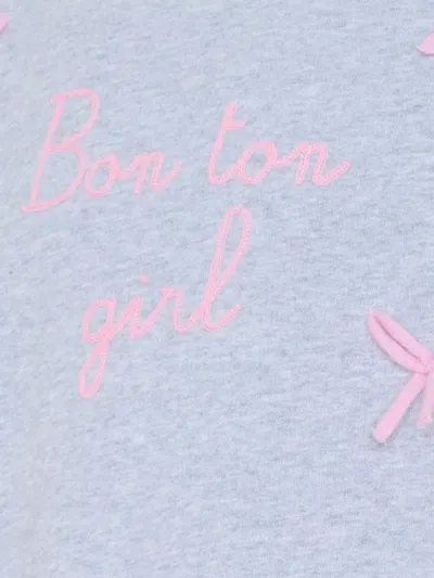 Mc2 Saint Barth Ribbon-appliqué Crew-neck Sweatshirt In Gray