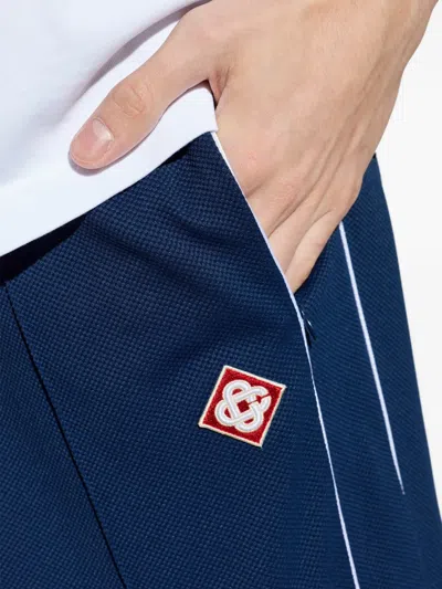 Casablanca Piqué Track Pants In Blue