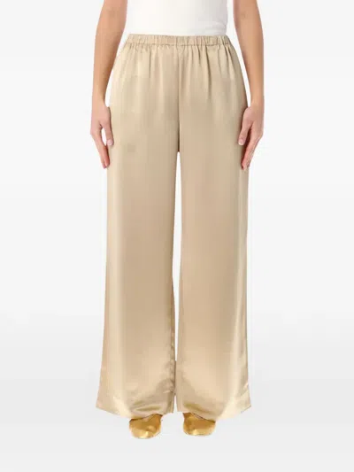 By Malene Birger Cabello Wide Leg Satin Trousers In Neutral