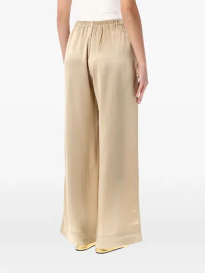By Malene Birger Cabello Wide Leg Satin Trousers In Neutral