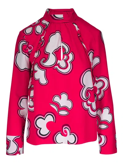 Dorothee Schumacher Printed Blouse In Viscose Twill In Pink