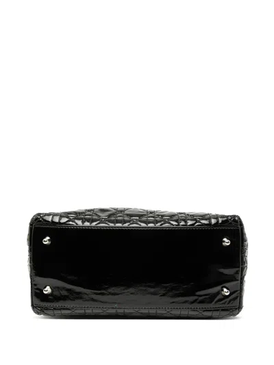 Pre-owned Dior 2010 Medium Patent Cannage Lady  Soft Shopping Tote Satchel In Black