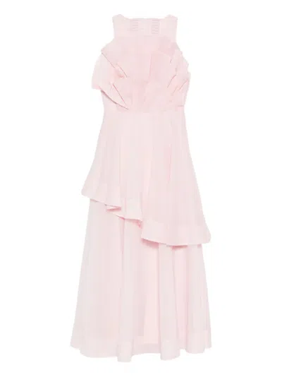 Aje Selestia Ruffled Layered Midi Dress In Pink