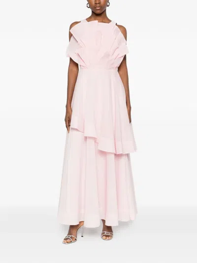 Aje Selestia Ruffled Layered Midi Dress In Pink