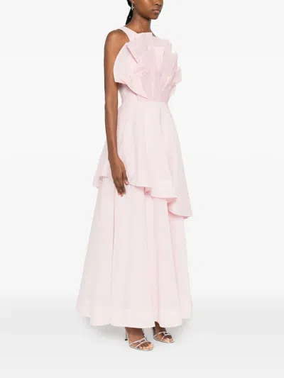 Aje Selestia Ruffled Layered Midi Dress In Pink