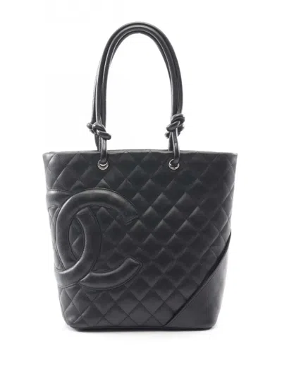 Pre-owned Chanel 2003-2004 Medium Cambon Ligne Tote Bag In Black