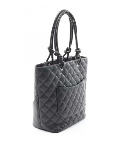 Pre-owned Chanel 2003-2004 Medium Cambon Ligne Tote Bag In Black