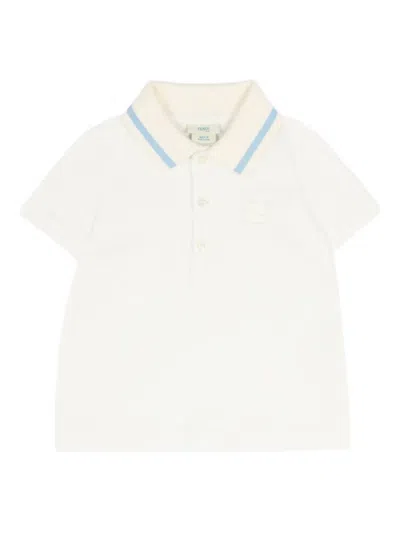 Fendi Short-sleeve Logo Polo Shirt In White