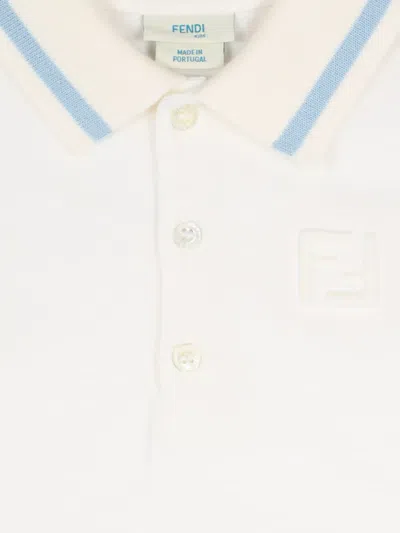 Fendi Short-sleeve Logo Polo Shirt In White