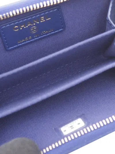 Pre-owned Chanel 2021-2025 Lambskin 19 Coin Pouch In Blue