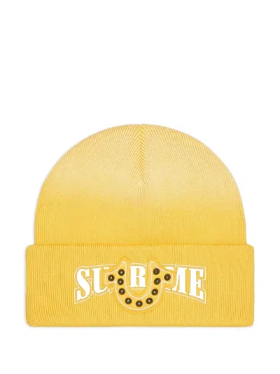 Supreme X True Religion Logo-patch Beanie Hat In Yellow