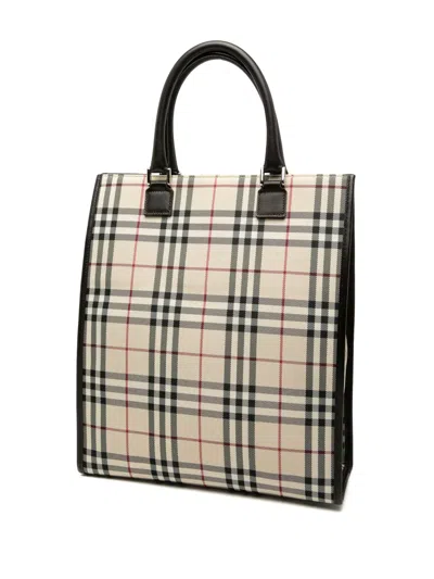 Pre-owned Burberry 2000-2017 House Check Canvas Tote Bag In Brown