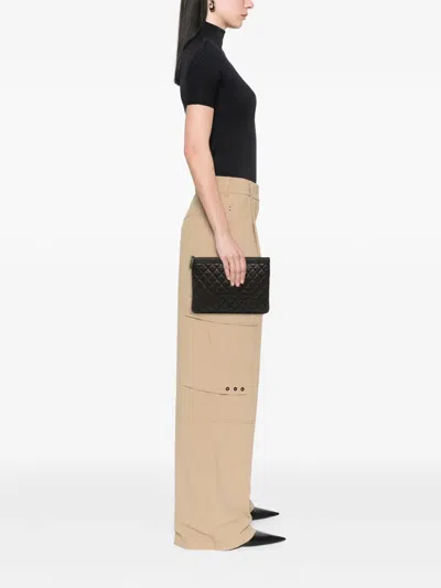 Pre-owned Chanel 2018 Medium Quilted Caviar Boy O Case Clutch Bag In Black