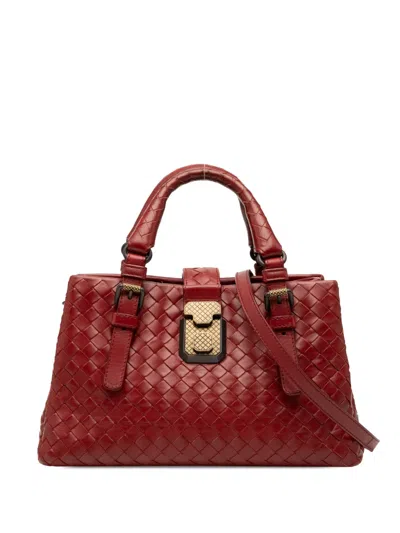 Pre-owned Bottega Veneta 2012-2025 Mini Nappa Intrecciato Roma Satchel In Red