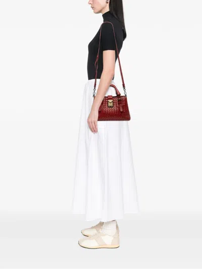 Pre-owned Bottega Veneta 2012-2025 Mini Nappa Intrecciato Roma Satchel In Red