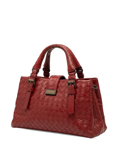 Pre-owned Bottega Veneta 2012-2025 Mini Nappa Intrecciato Roma Satchel In Red