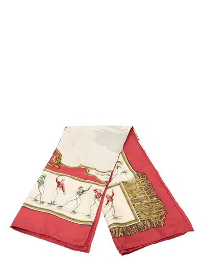 Pre-owned Hermes 20th Century Les Plaisirs Du Froid Silk Scarf 90 Scarves In White