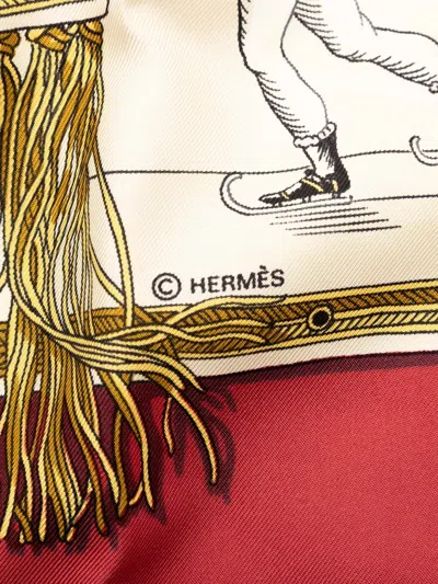 Pre-owned Hermes 20th Century Les Plaisirs Du Froid Silk Scarf 90 Scarves In White