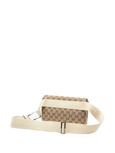 Pre-owned Gucci 2000-2015 Gg Canvas Flap Belt Bag In Brown
