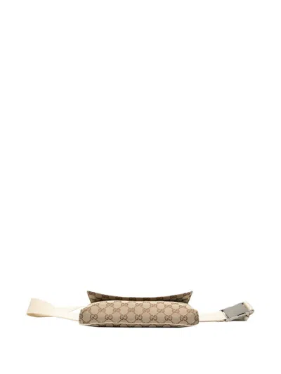 Pre-owned Gucci 2000-2015 Gg Canvas Flap Belt Bag In Brown
