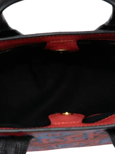 Pre-owned Burberry 2000-2017 Small Graffiti Print Grainy Calfskin Banner Satchel In Blue