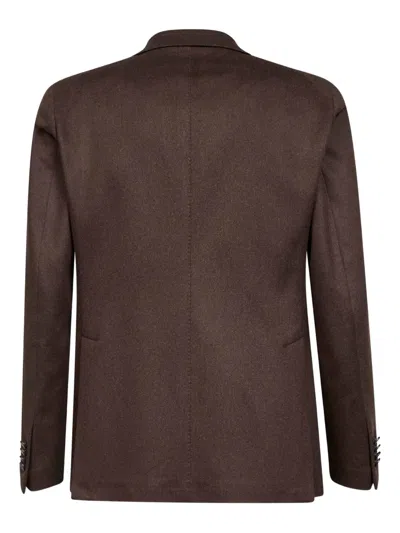 Tagliatore Single-breasted Notch Lapel Jacket In Brown