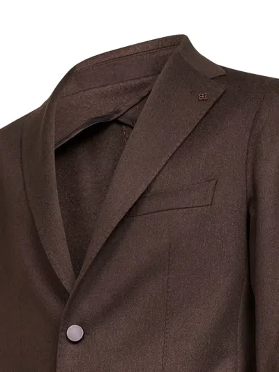 Tagliatore Single-breasted Notch Lapel Jacket In Brown