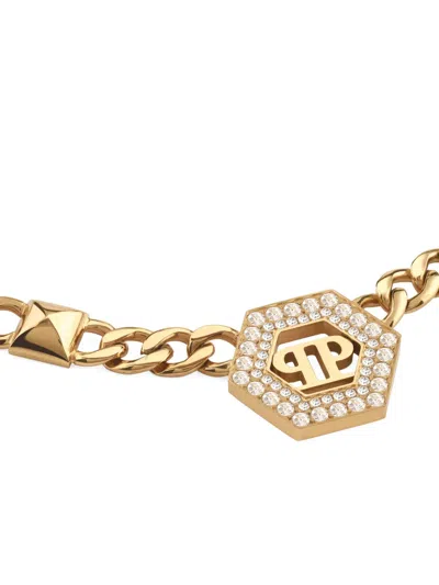 Philipp Plein Hexagon Studs Necklace In Gold