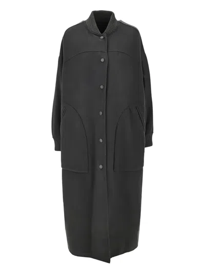 Weekend Max Mara Rib-knit Pocket Parka Coat In Gray