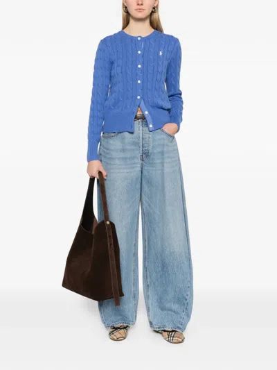 Polo Ralph Lauren Cable-knit Buttoned Cardigan In Blue