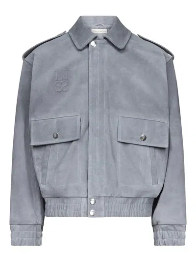 Ludovic De Saint Sernin Robert Flap-pocket Suede Jacket In Gray