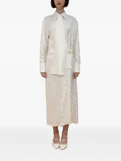 Rxquette Whiterose Floral-detail Midi Dress In Neutral