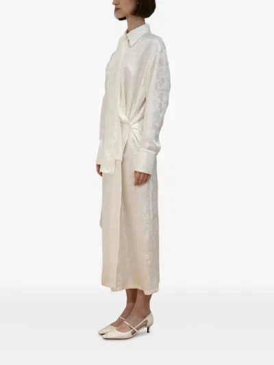 Rxquette Whiterose Floral-detail Midi Dress In Neutral