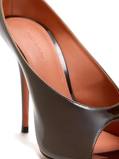 Amina Muaddi Anok Patent Peep Toe Pumps In Brown